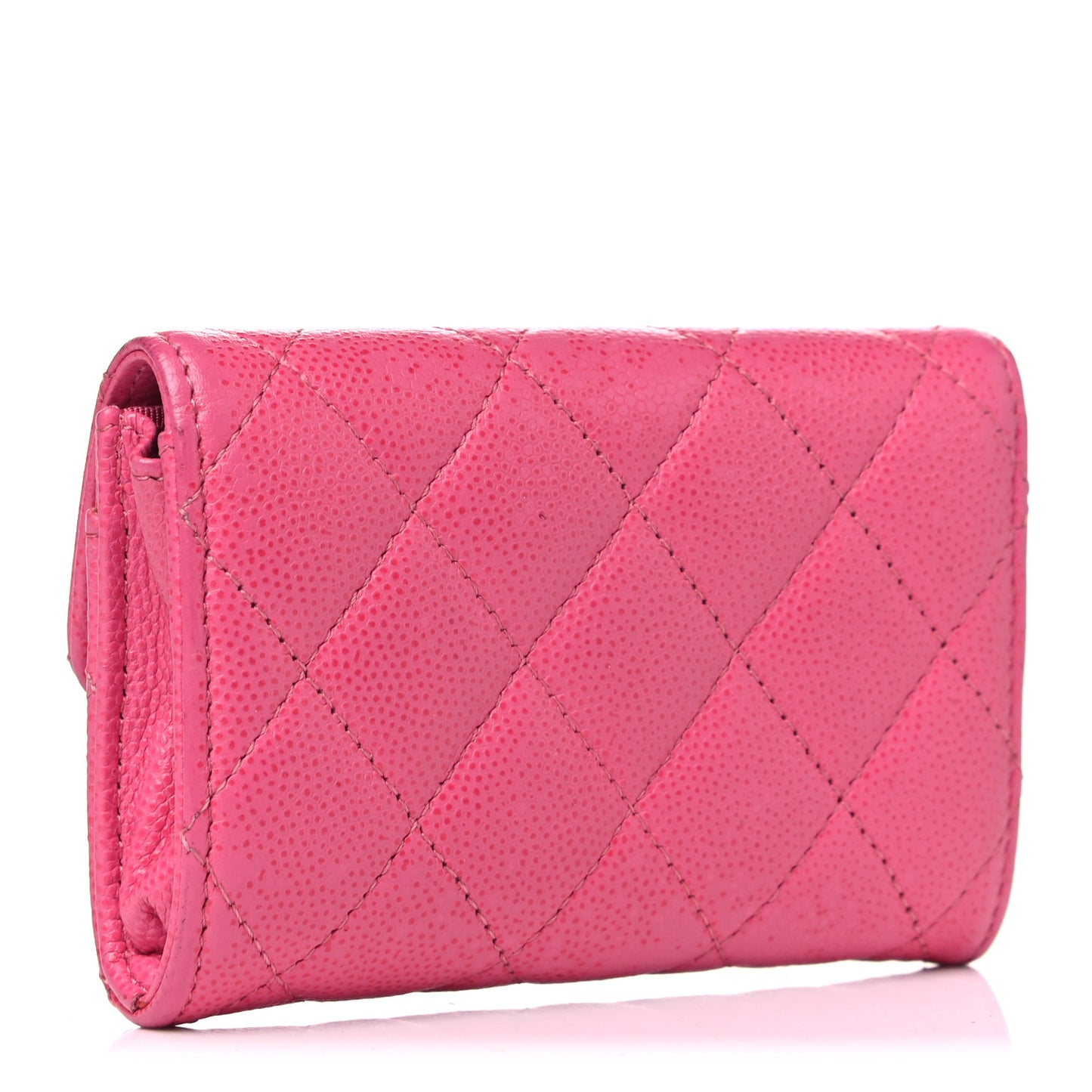 Caviar Quilted Card Flap Holder Pink