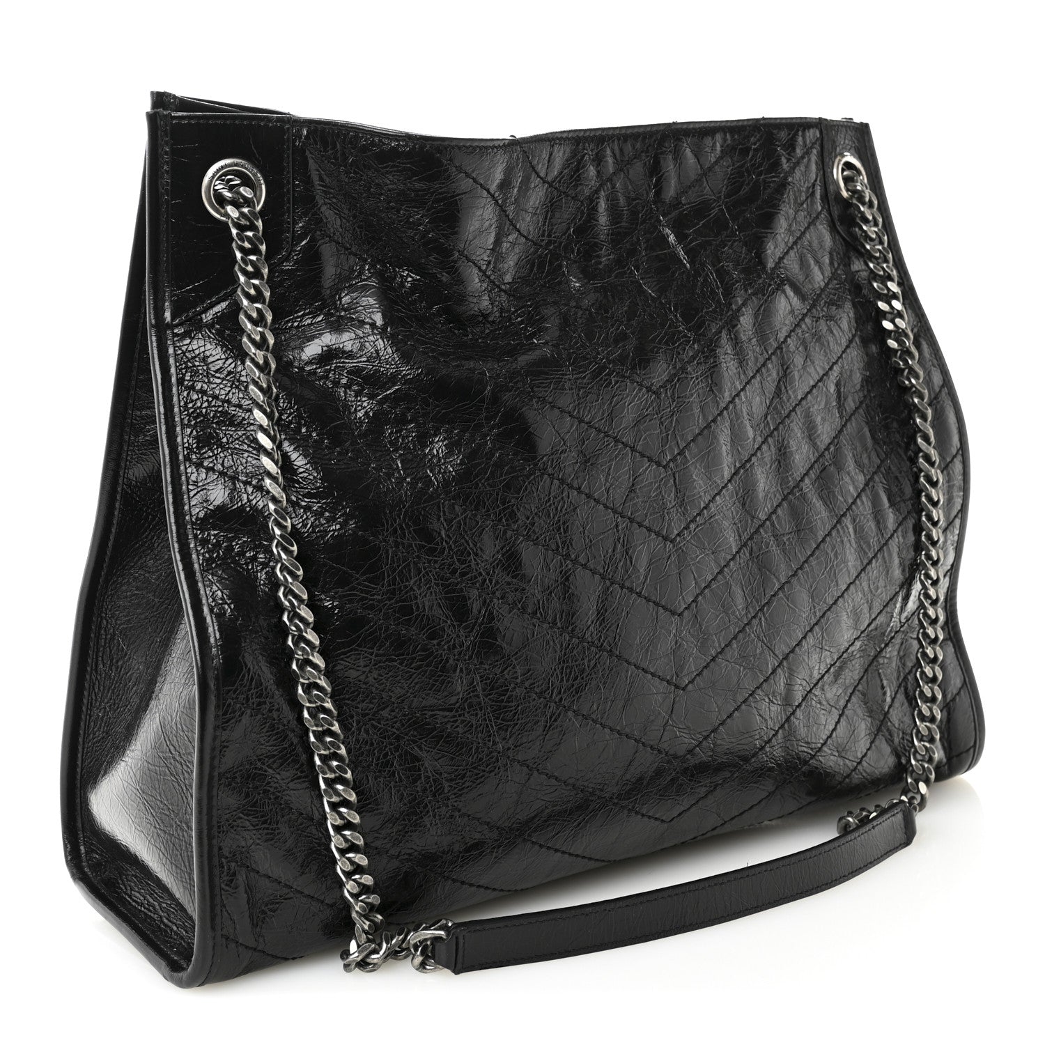 Saint Laurent Crinkled Calfskin Matelasse Monogram Large Niki Shopper Tote Black 3 of 10