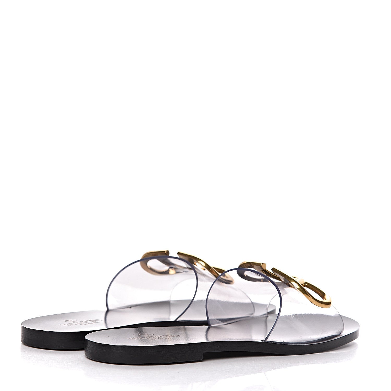 Valentino Garavani PVC Transparent Vlogo Flat Slide Sandals 37 Black 4 of 10