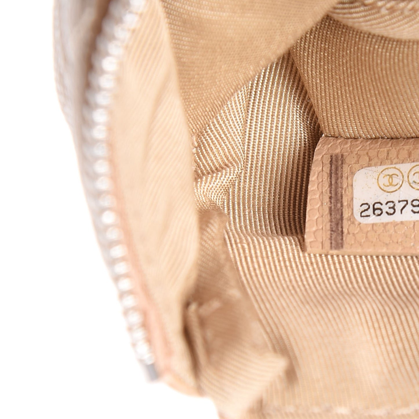 Caviar Quilted Small Cosmetic Case Beige