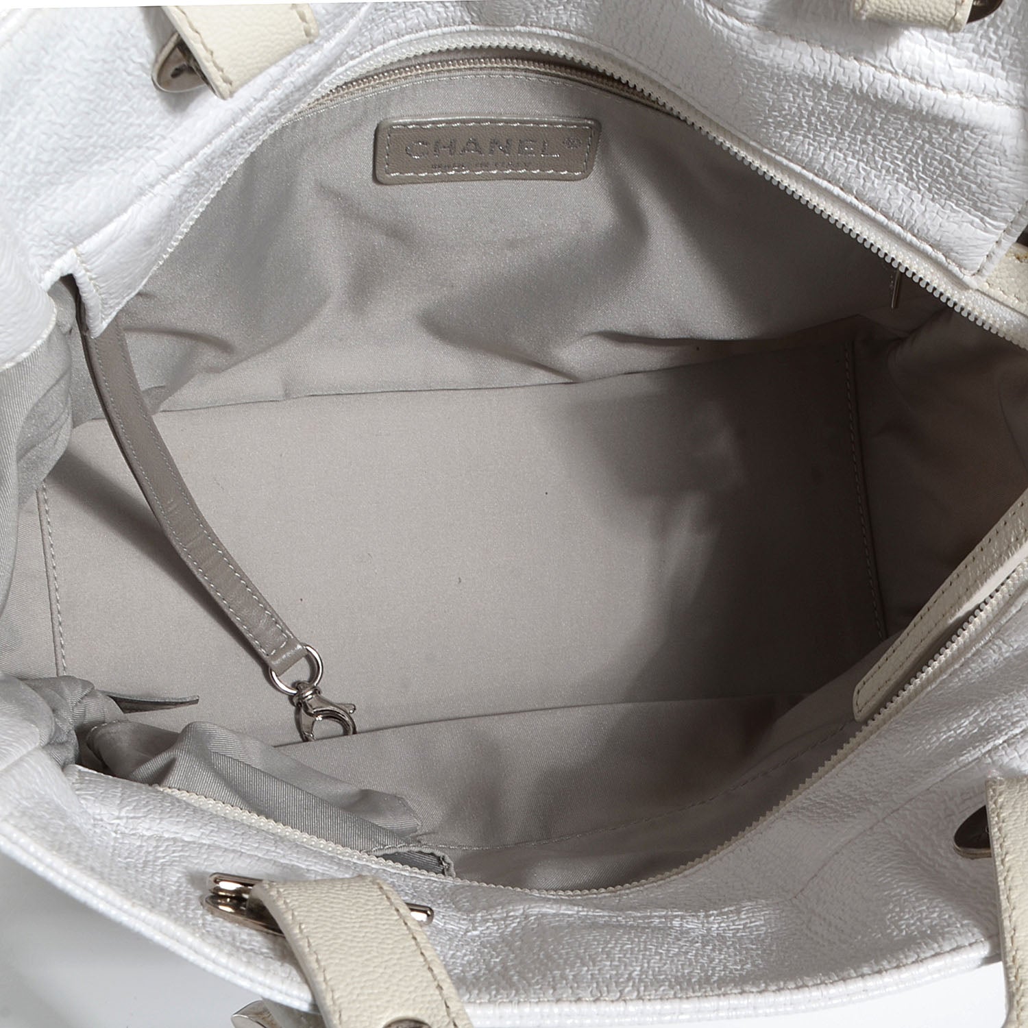 Chanel Coated Canvas Paris Biarritz Small Tote White 5 of 7