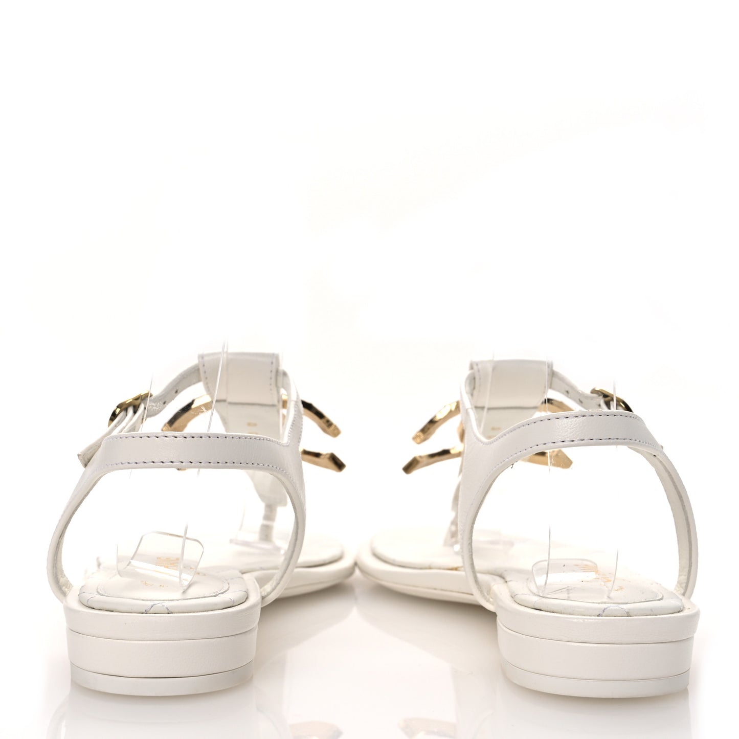 Lambskin CC Thong Sandals 36 White