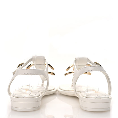 Chanel Lambskin CC Thong Sandals 36 White 6 of 11