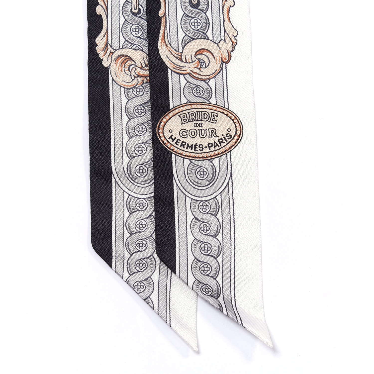 Hermes Silk Bride De Cour Twilly Black White Or Rose 2 of 4
