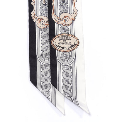 Hermes Silk Bride De Cour Twilly Black White Or Rose 2 of 4
