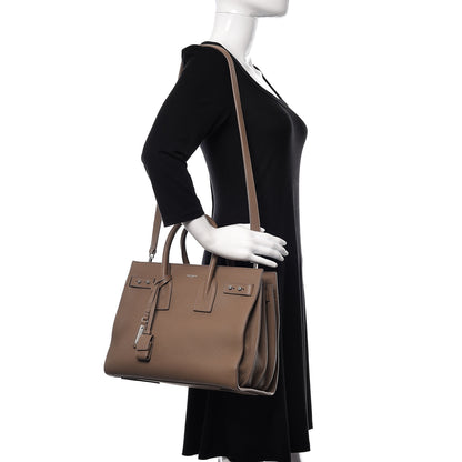 Saint Laurent Grained Calfskin Small Supple Sac De Jour Taupe 2 of 9