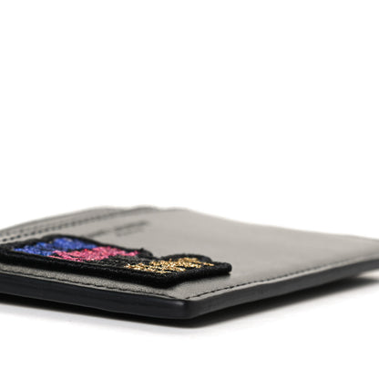 Saint Laurent Calfskin Smoking Forever Patch Credit Card Case Black 5 of 10