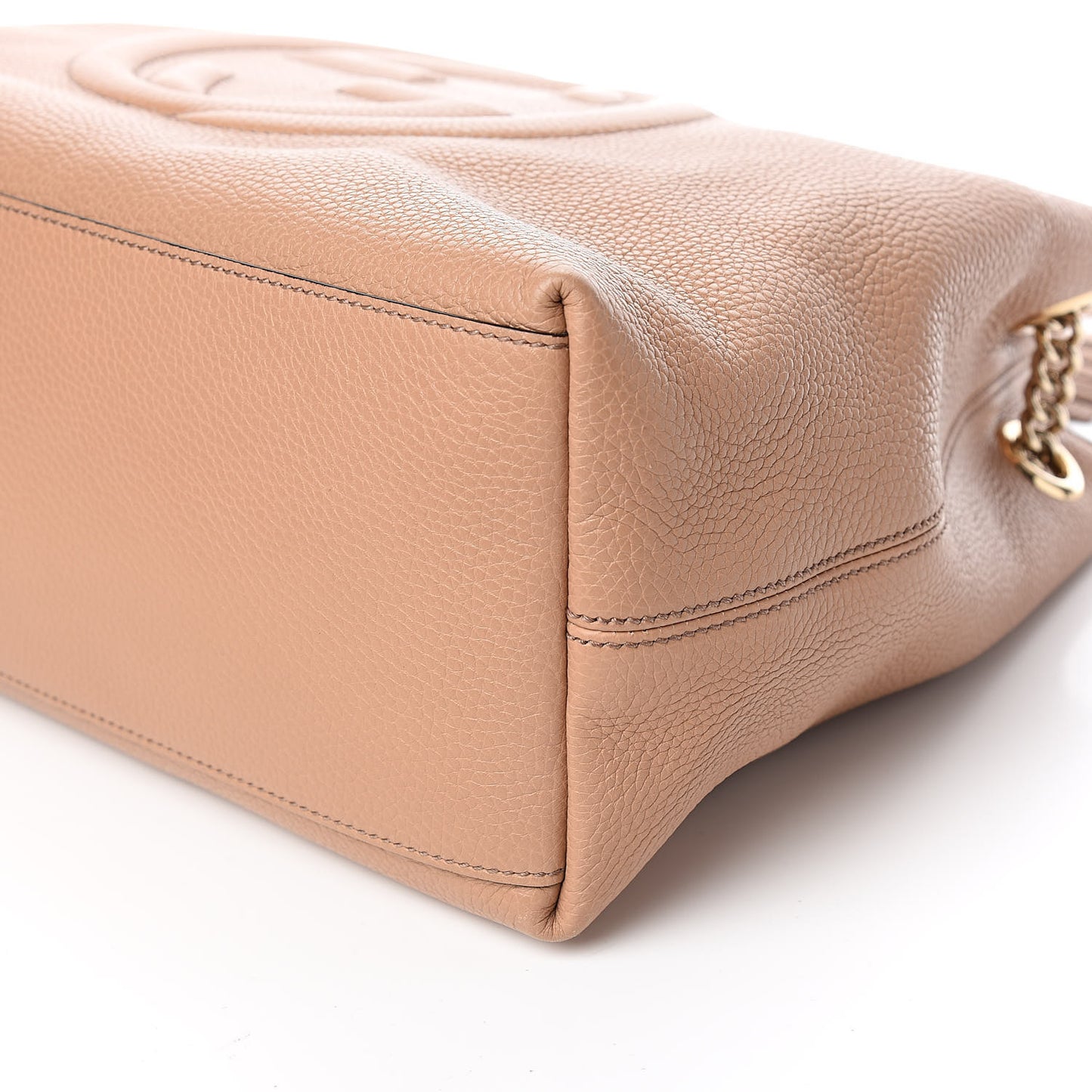 Pebbled Calfskin Medium Soho Chain Shoulder Bag Camelia