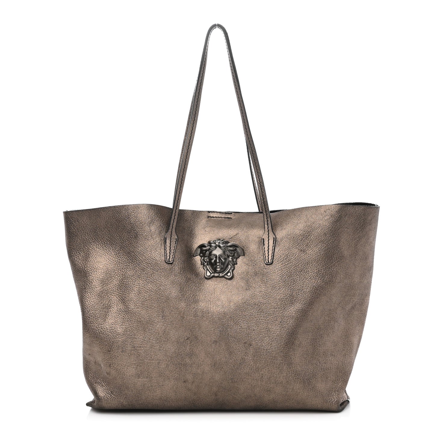 Metallic Calfskin Palazzo Medusa Tote Bronze