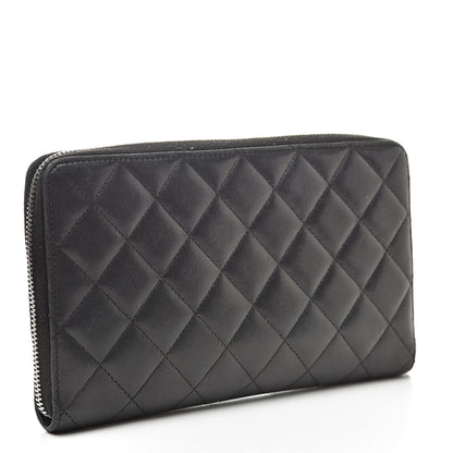 Chanel Lambskin Quilted Large Zip Around Organizer Wallet Black 3 of 16