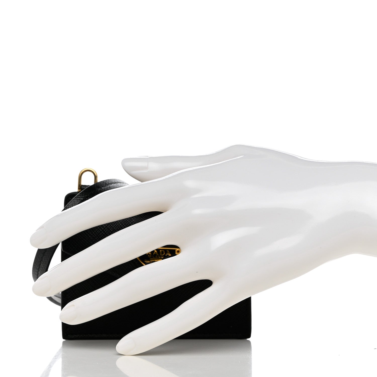 Prada Saffiano Triangle Card Holder On Strap Black 2 of 8