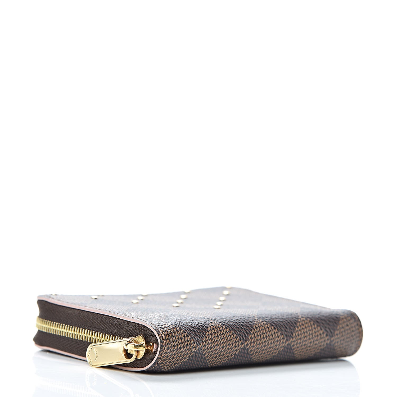 Louis Vuitton Damier Ebene Studded Coin Purse Rose Ballerine 4 of 7