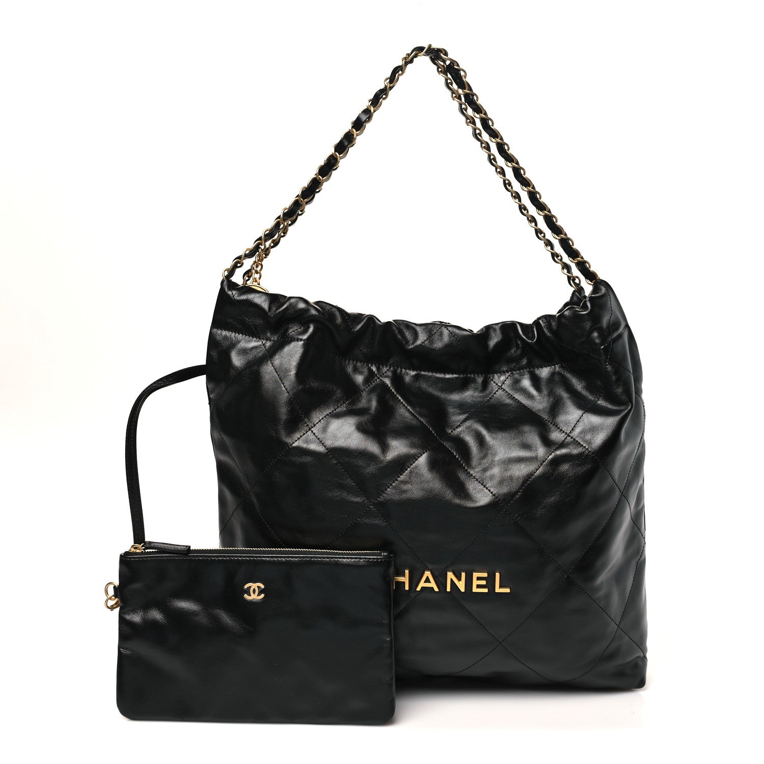 Chanel Shiny Calfskin Quilted Chanel 22 Black 3 of 12
