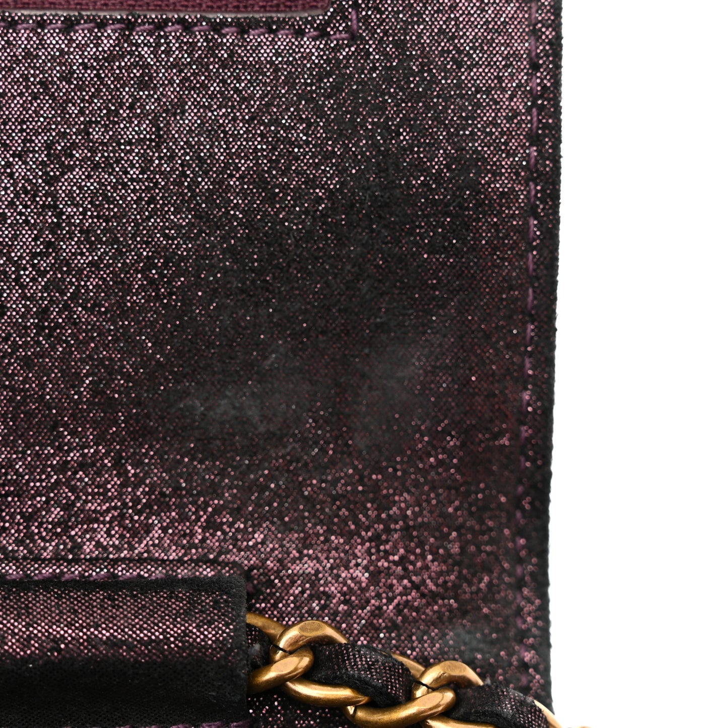 Iridescent Calfskin Quilted Tartan Button Wallet on Chain WOC