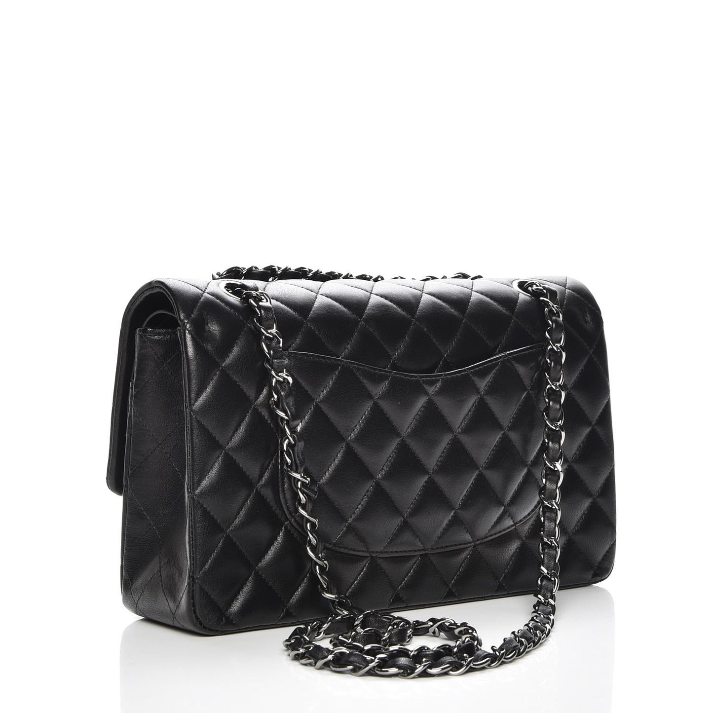 Lambskin Quilted Medium Double Flap Black