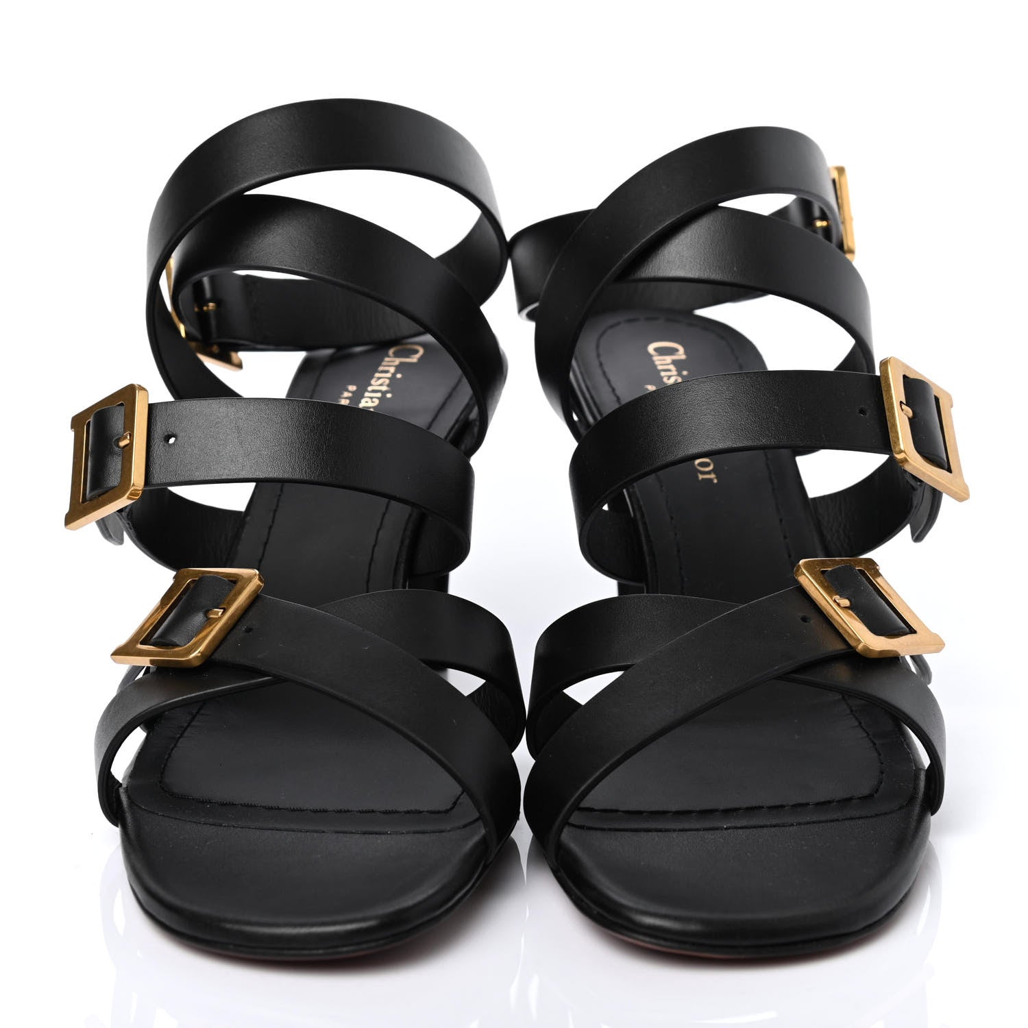Christian Dior Calfskin Double D 70mm Sandals 37.5 Black 2 of 4