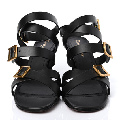 Christian Dior Calfskin Double D 70mm Sandals 37.5 Black 2 of 4