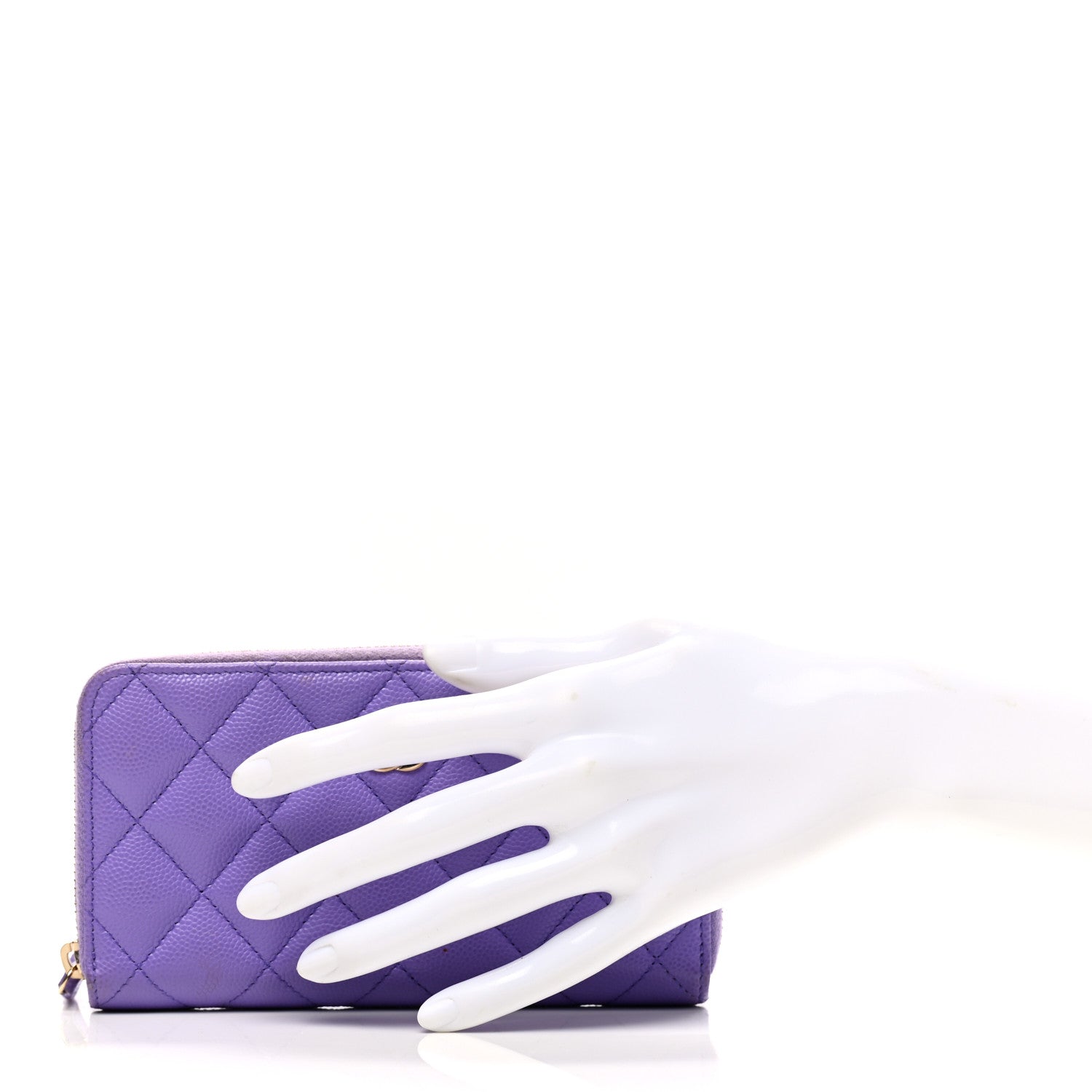 Chanel Caviar Quilted Medium Zip Around Wallet Purple 2 of 8