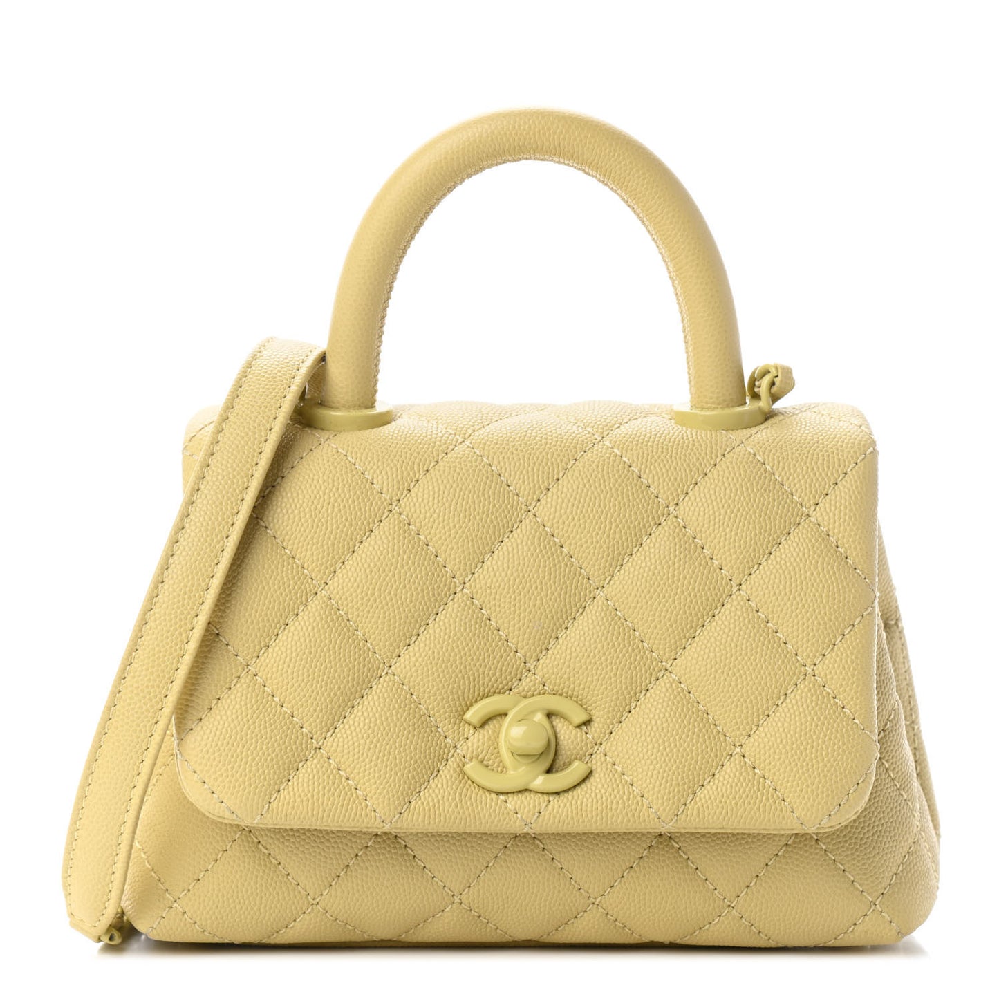 Caviar Quilted Incognito Extra Mini Coco Handle Flap Light Yellow