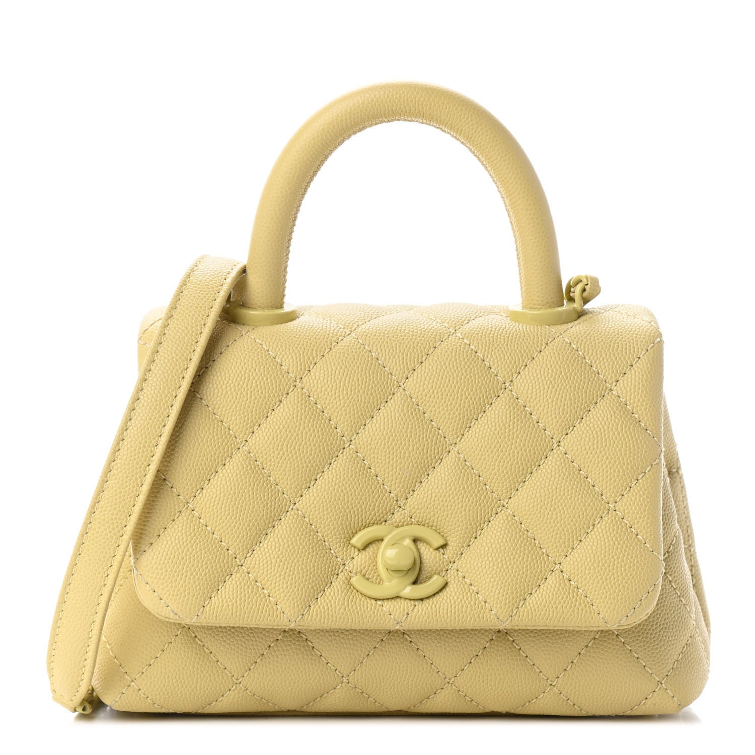 Chanel Caviar Quilted Incognito Extra Mini Coco Handle Flap Light Yellow 1 of 9