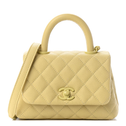 Chanel Caviar Quilted Incognito Extra Mini Coco Handle Flap Light Yellow 1 of 9