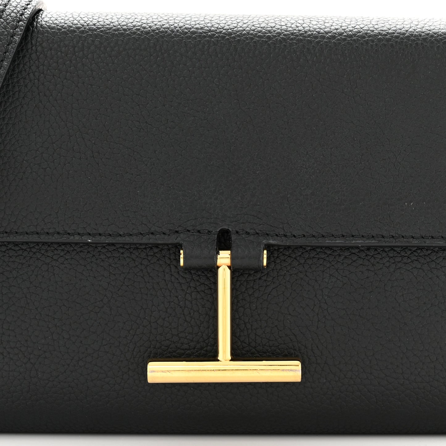 Calfskin T Clasp Tara Wallet On Strap Black