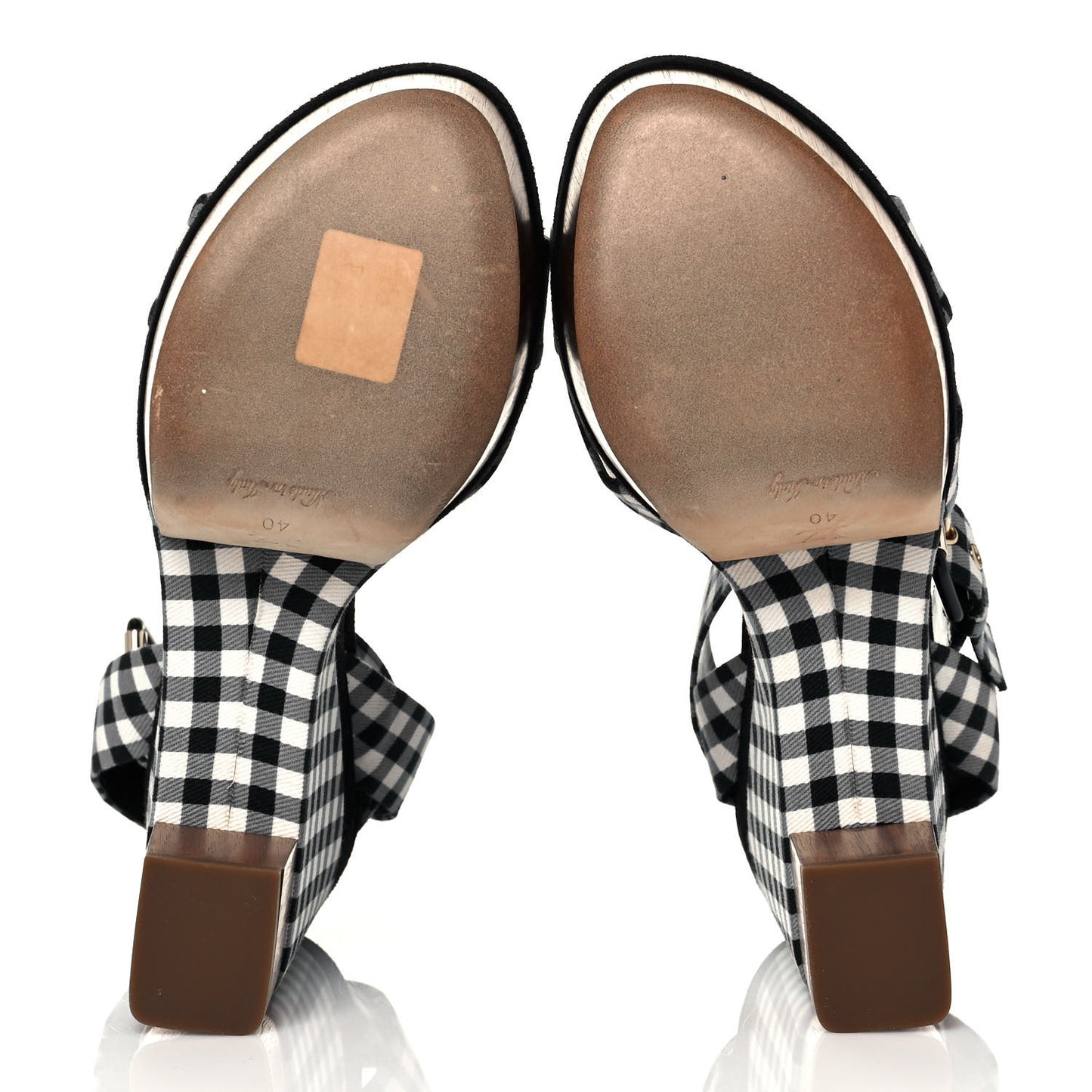 Gingham Platform Sandal 40 Blue White