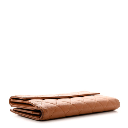 Chanel Caviar Quilted Long Flap Wallet Light Brown 4 of 14