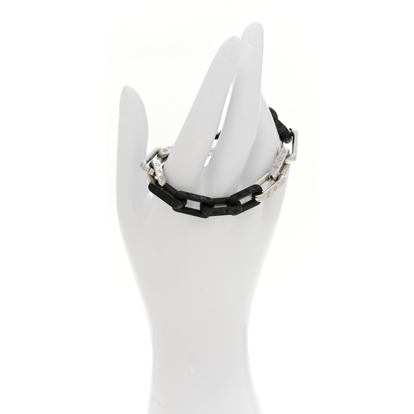 Metal Monogram Chain Bracelet Silver Black