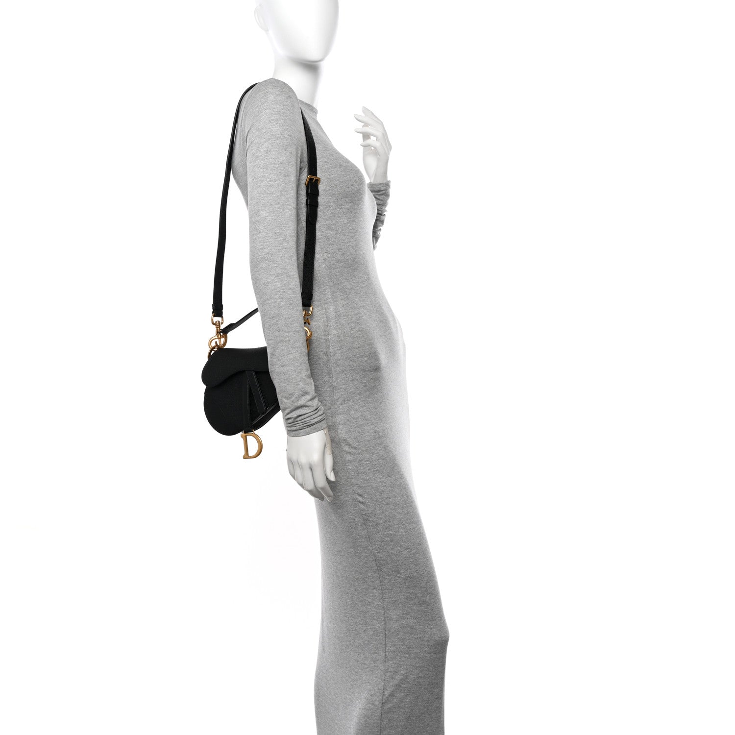 Christian Dior Grained Calfskin Mini Saddle Bag With Strap Black 2 of 10