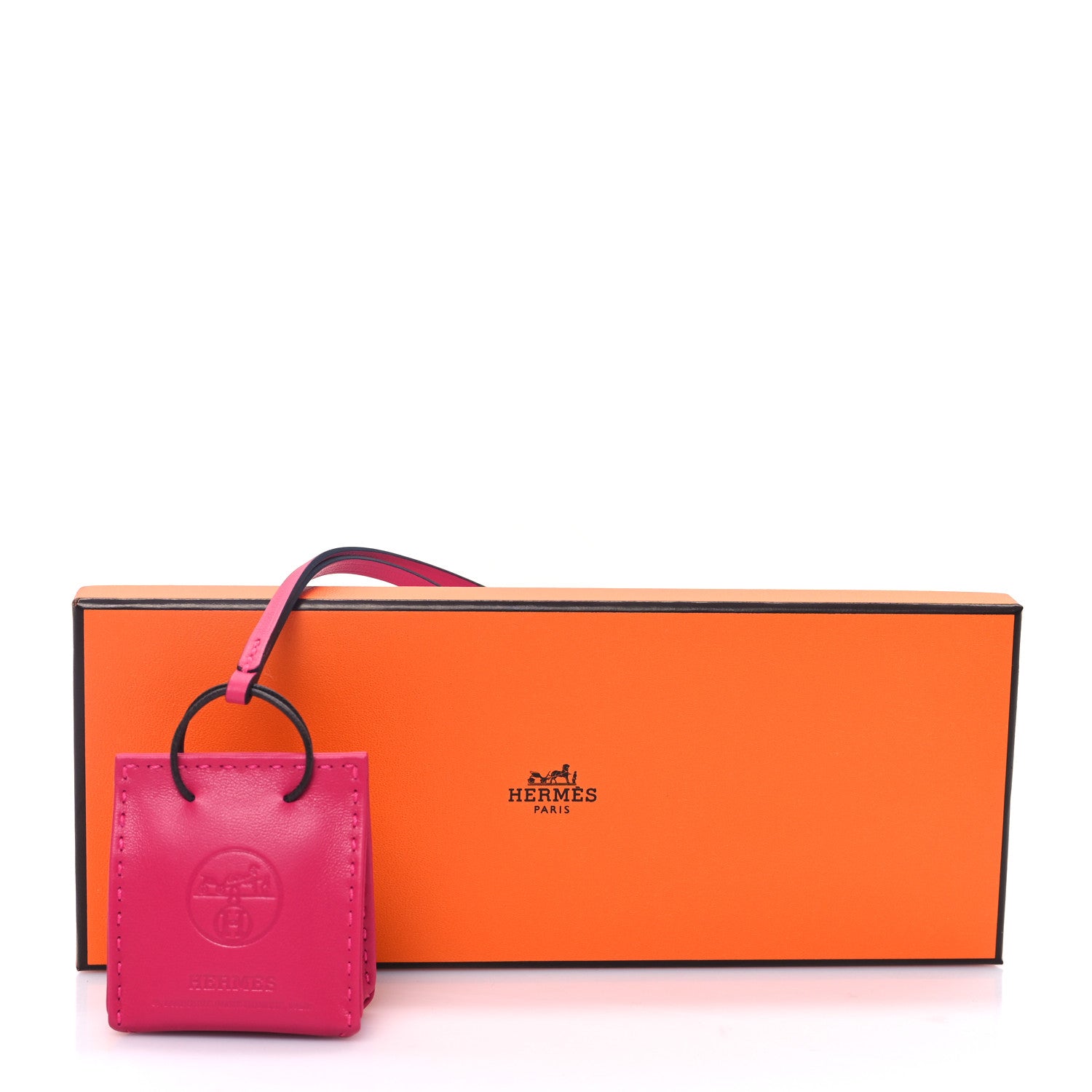 Hermes Milo Lambskin Swift Shopping Bag Charm Rose Mexico 5 of 5
