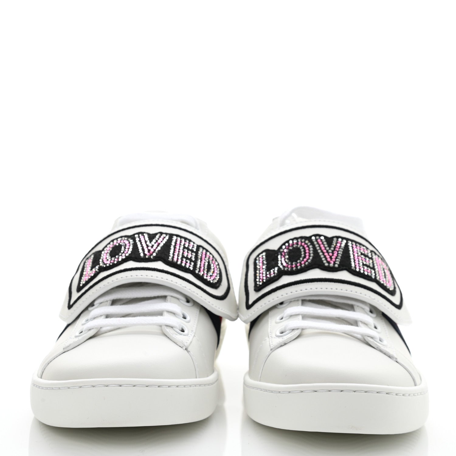 Gucci Calfskin Ayers Web Crystal LOVED Womens New Ace Sneakers 36 White 2 of 12