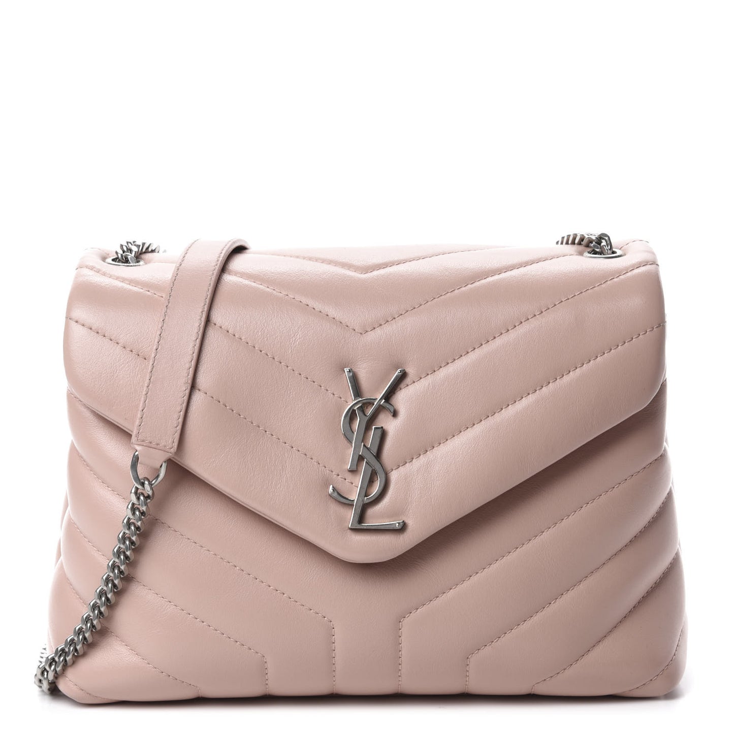 Calfskin Y Quilted Monogram Small Loulou Chain Satchel Rose Antic