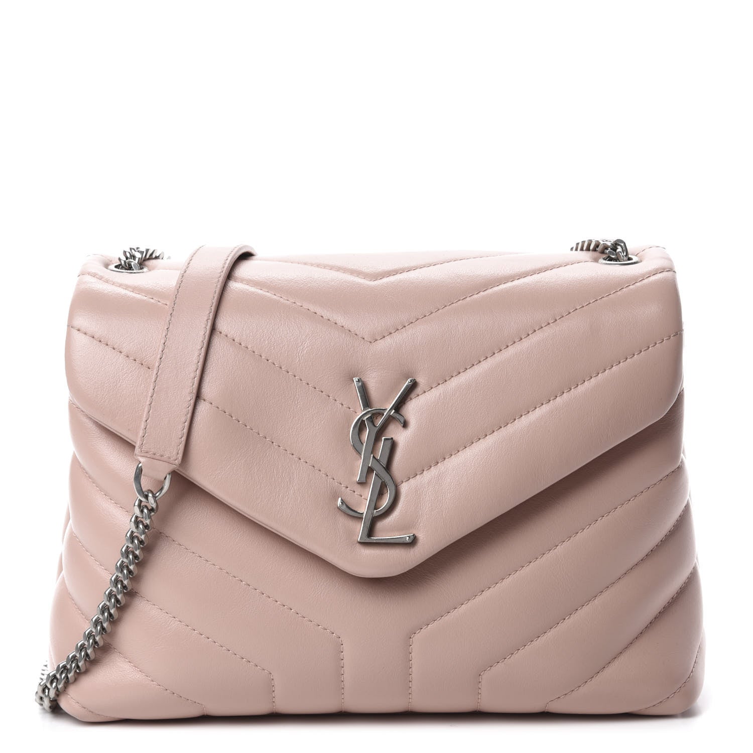 Saint Laurent Calfskin Y Quilted Monogram Small Loulou Chain Satchel Rose Antic 1 of 11