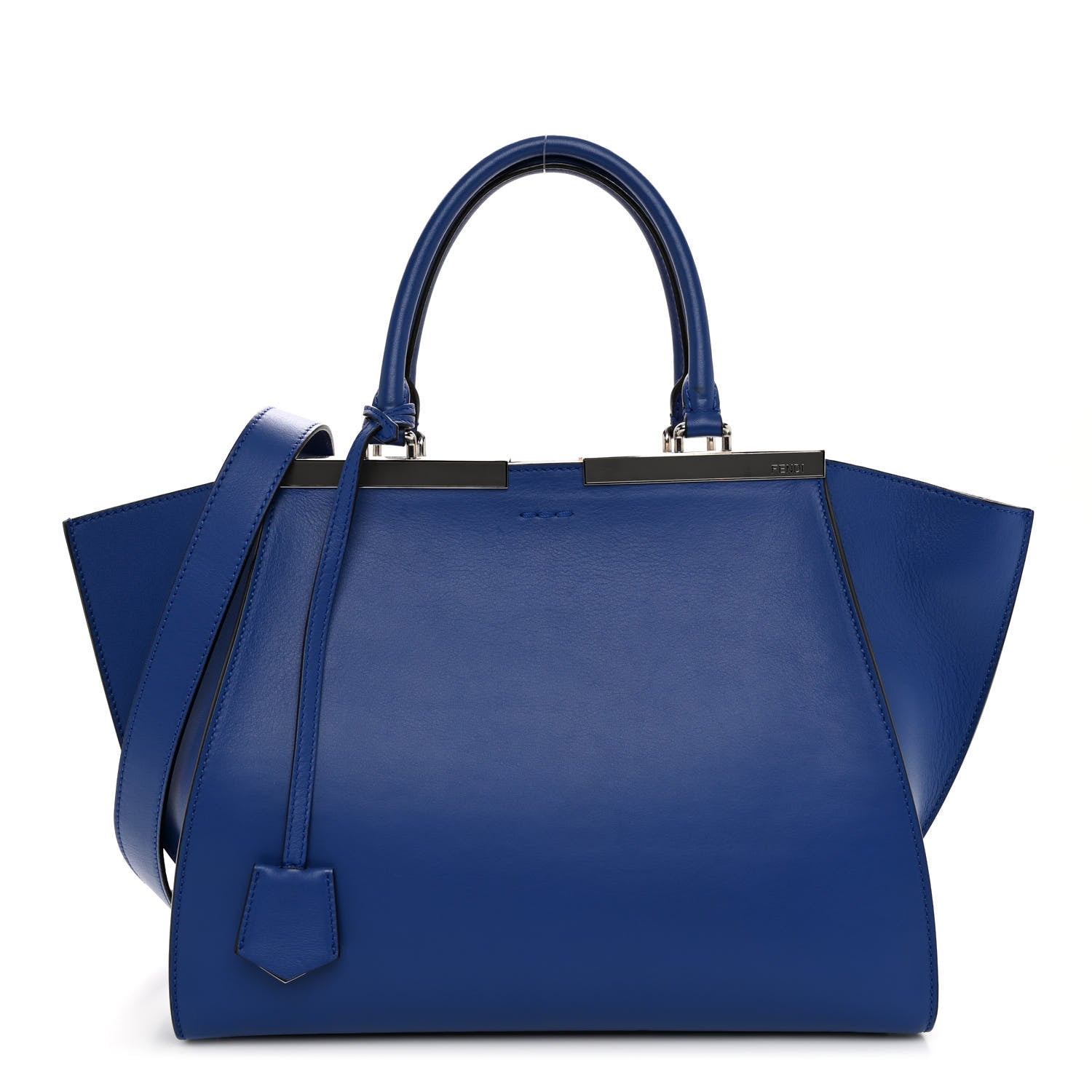 Fendi Vitello Dolce Shiny Nappa Petite 3Jours Tote Blue Neon Rosa Plaster 1 of 9