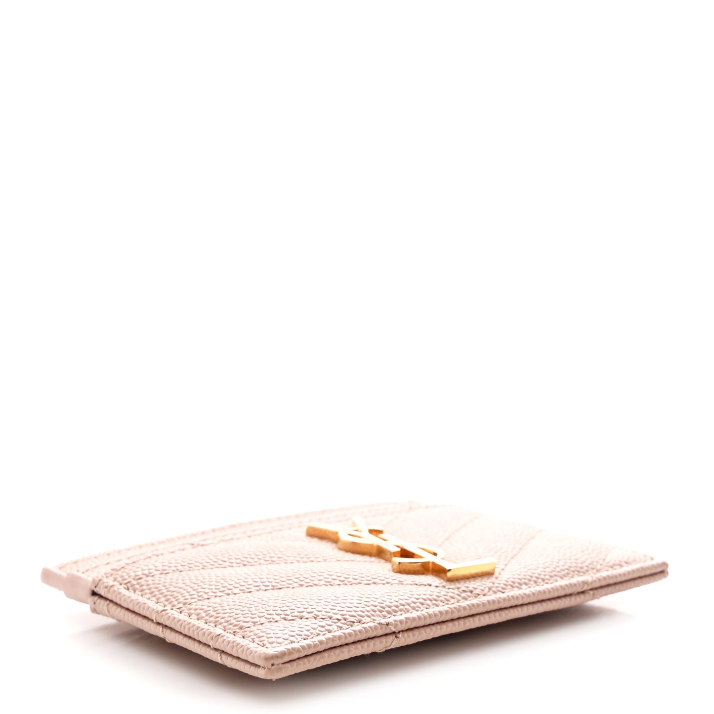 Grain De Poudre Matelasse Chevron Monogram Credit Card Case Pale Pink