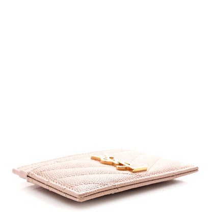 Saint Laurent Grain De Poudre Matelasse Chevron Monogram Credit Card Case Pale Pink 4 of 8