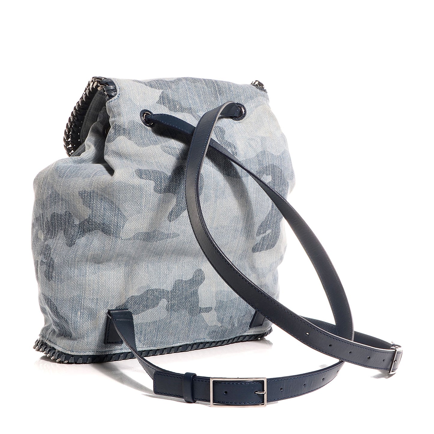 Faux Leather Denim Shaggy Deer Camo Backpack Bag Pale Blue