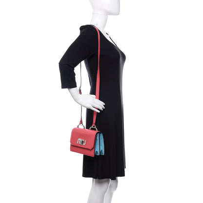 Miu Miu Goatskin Suede Madras Miu Logo Shoulder Bag Peonia Astrale 2 of 9