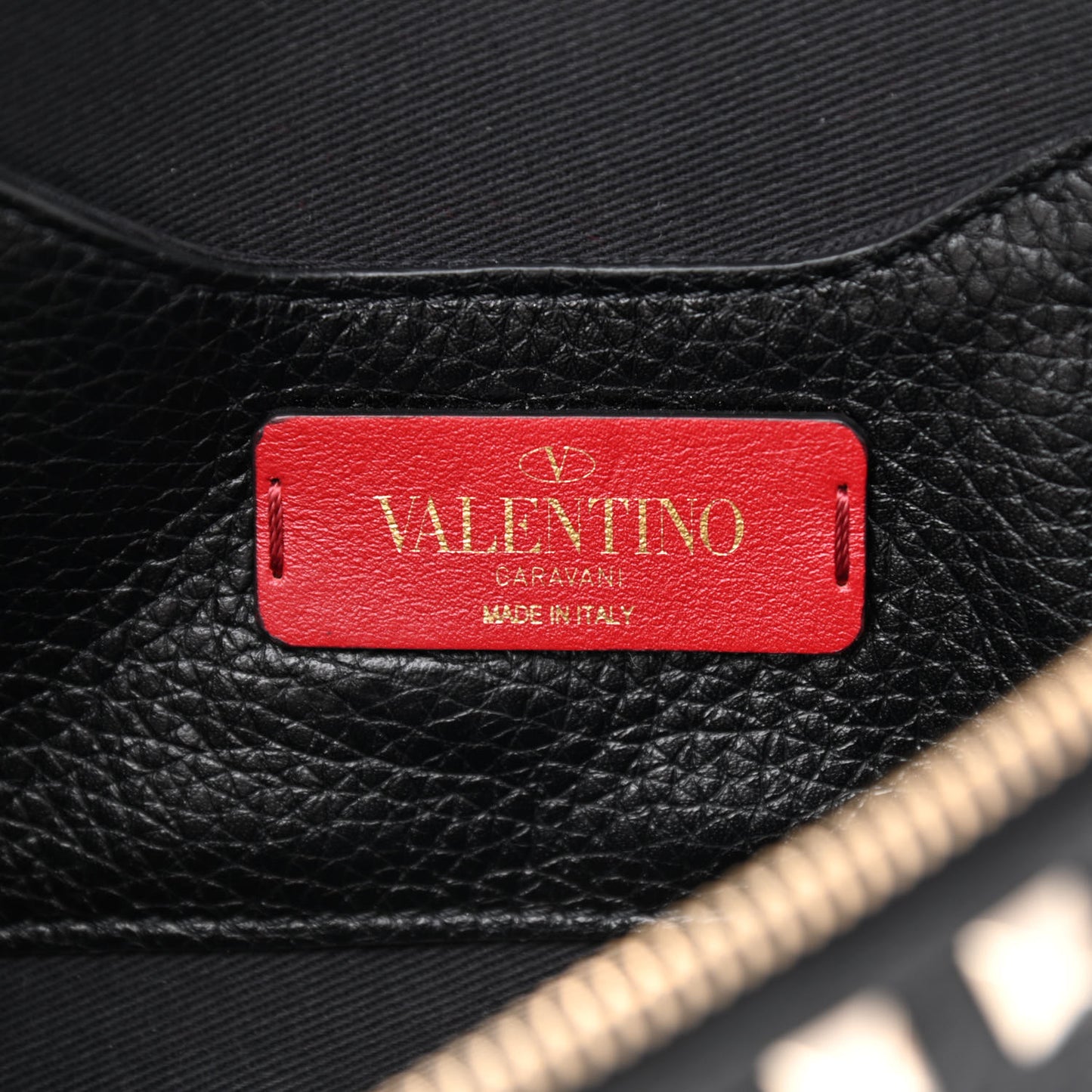 Grainy Calfskin Rockstud Belt Bag Black