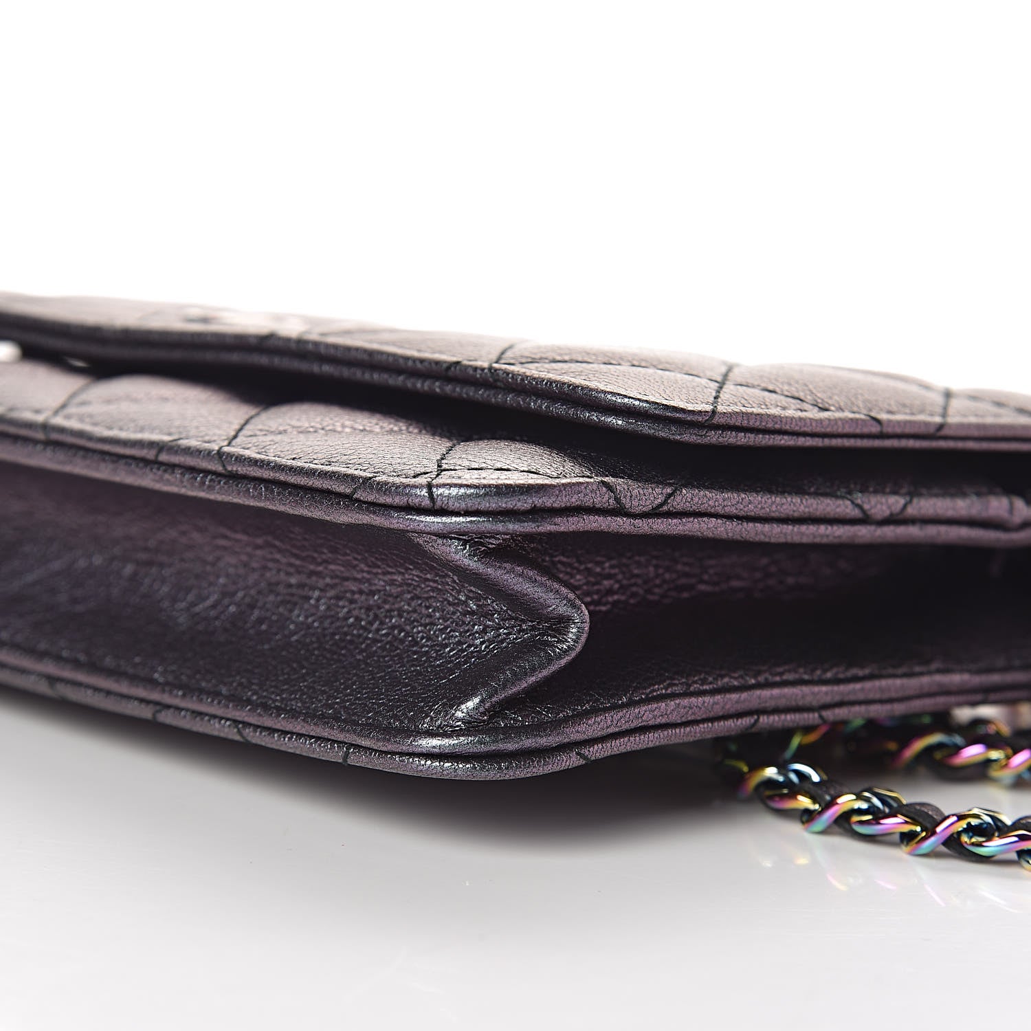 Chanel Iridescent Goatskin Quilted Wallet On Chain WOC Purple 11 of 11