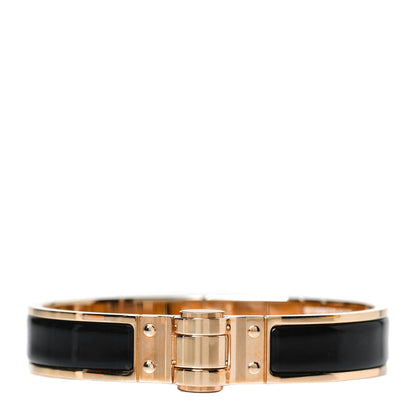 Hermes Enamel Charniere Uni Narrow Hinged Bracelet M Black 1 of 6