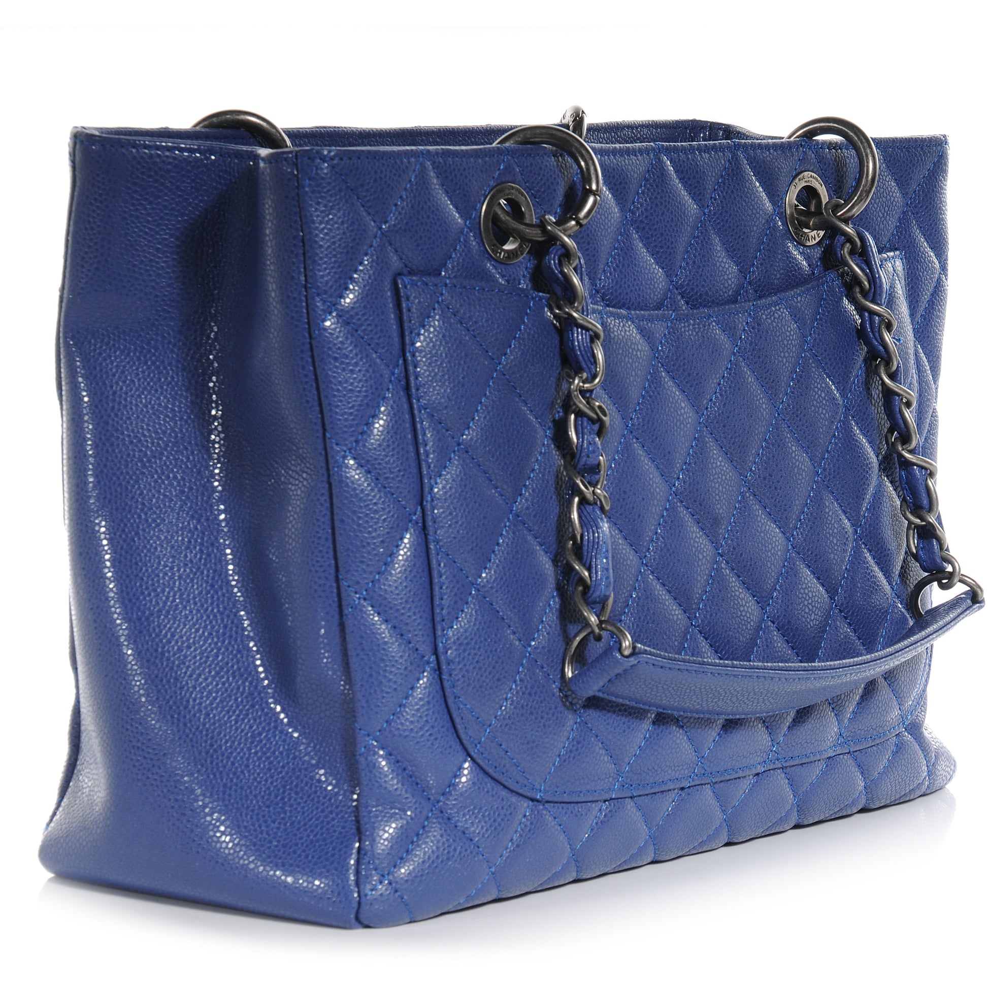 Chanel Caviar Grand Shopping Tote GST Blue 3 of 8