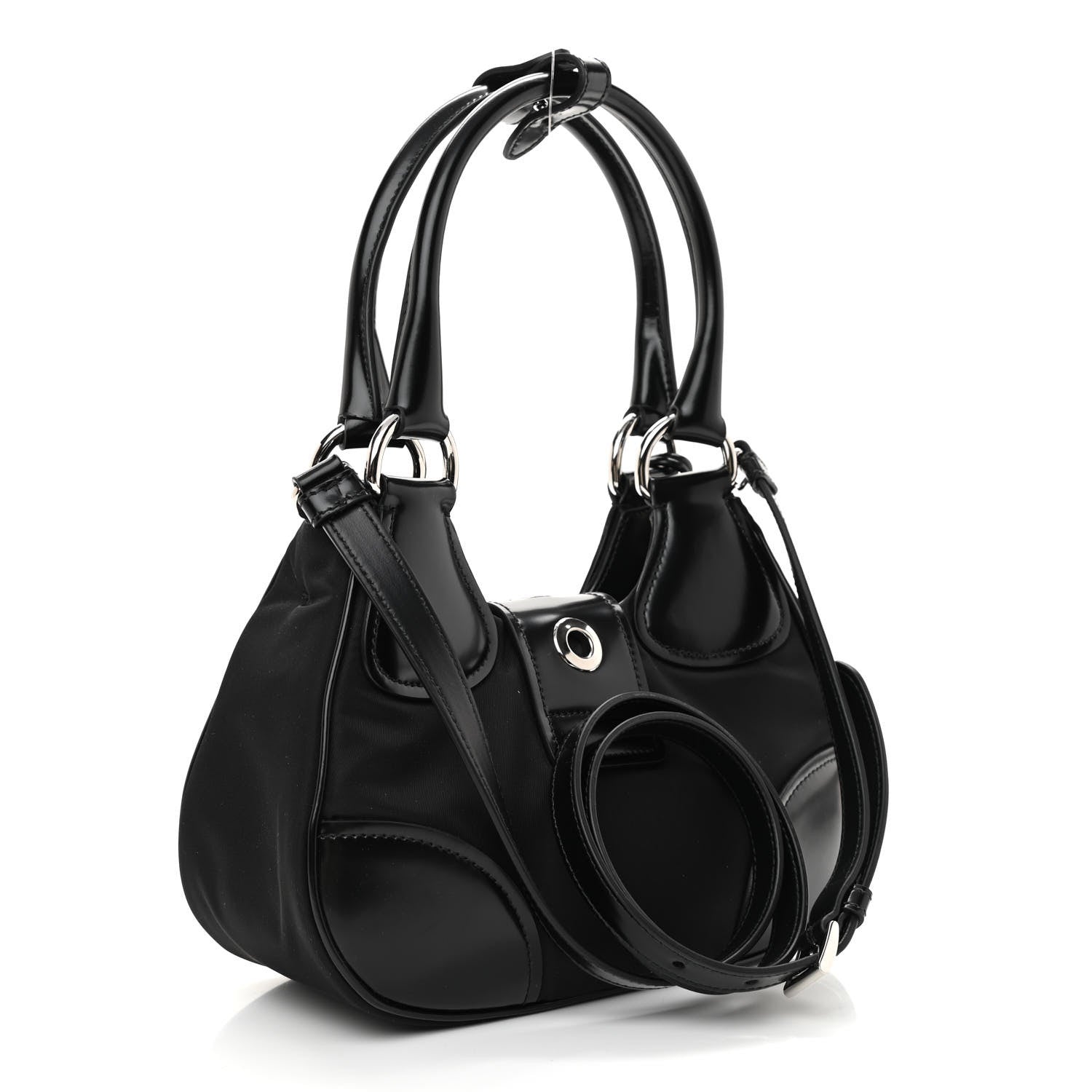 Prada Re-Nylon Spazzolato Re-Edition 2002 Moon Bag Black 2 of 7