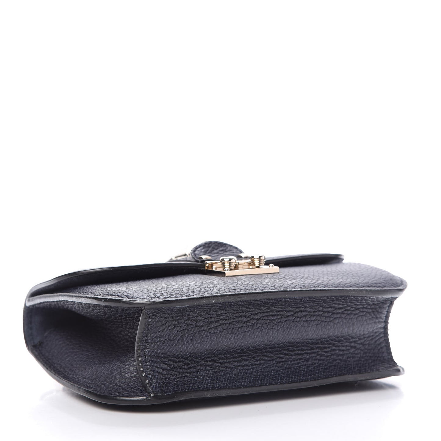 Pebbled Calfskin Small Glam Lock Rockstud Flap Deep Denim