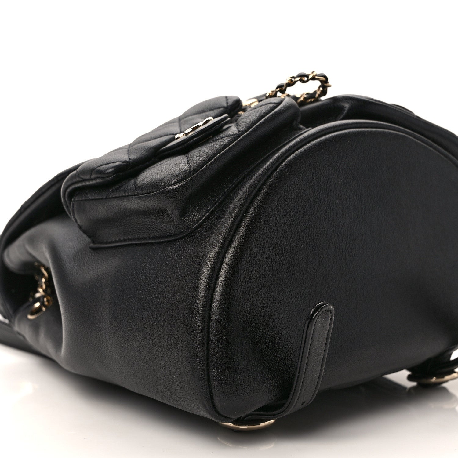 Chanel Calfskin Quilted Medium Duma Pockets Drawstring Backpack Black 9 of 12