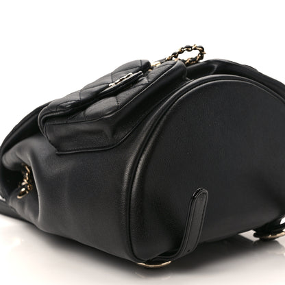 Chanel Calfskin Quilted Medium Duma Pockets Drawstring Backpack Black 9 of 12