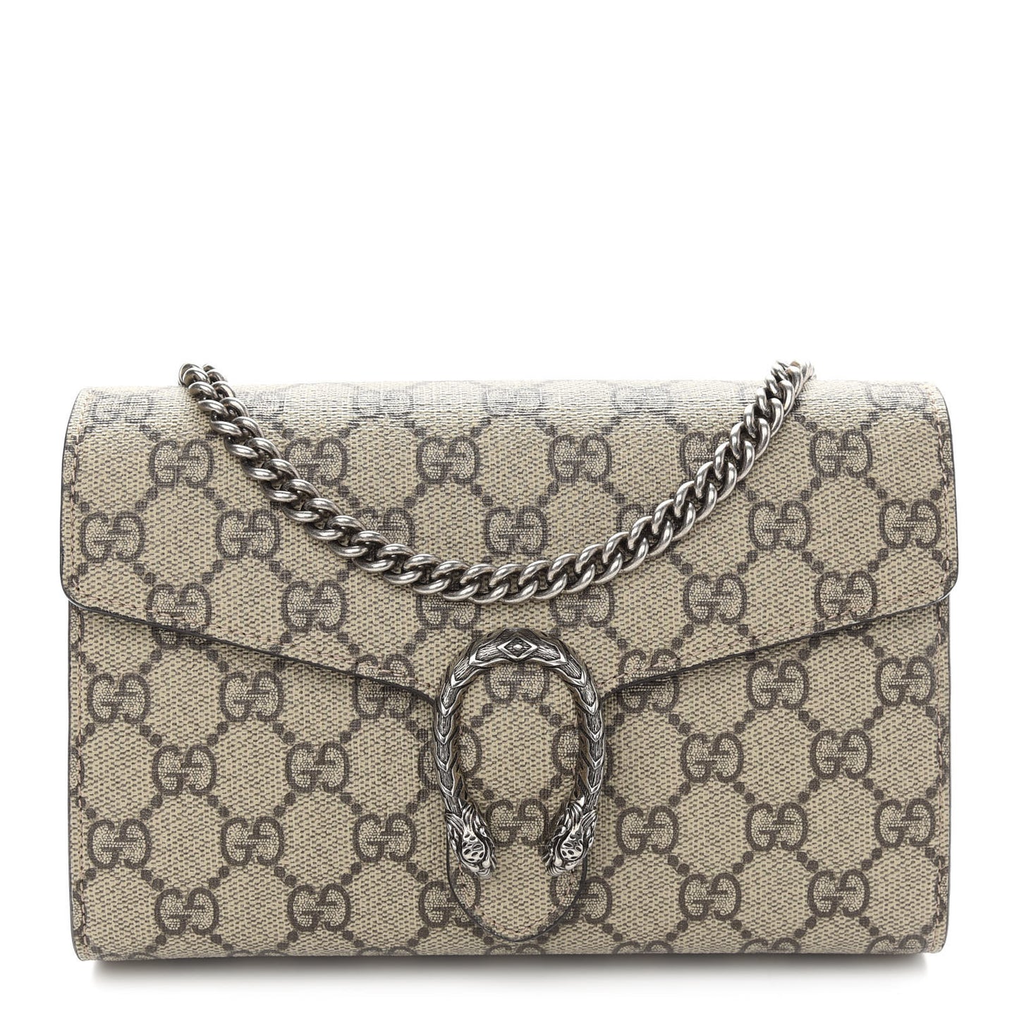 GG Supreme Monogram Mini Dionysus Chain Wallet Beige Taupe