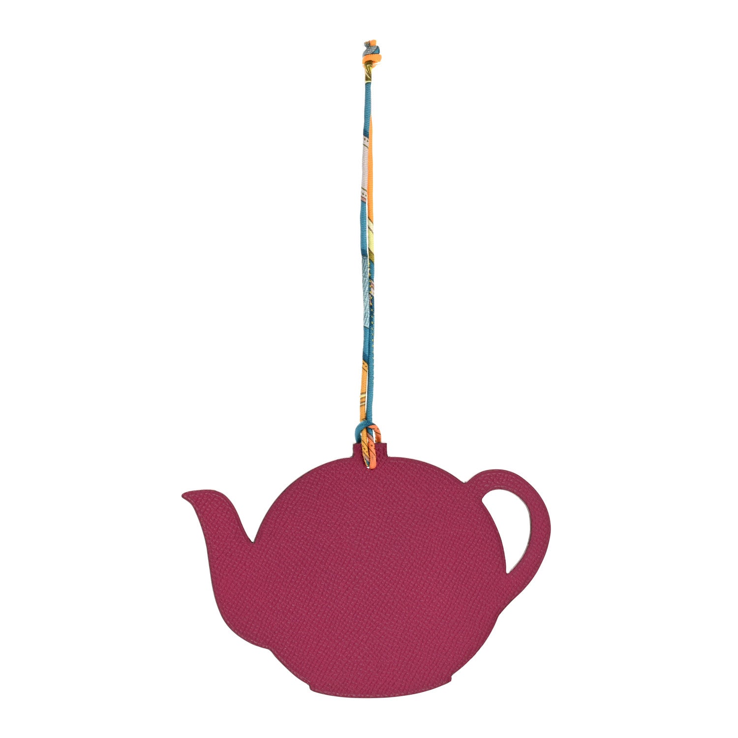 Hermes Togo Epsom Petit H Teapot Bag Charm GM Cobalt Anemone 1 of 5