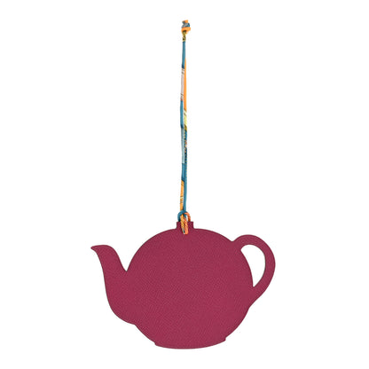 Hermes Togo Epsom Petit H Teapot Bag Charm GM Cobalt Anemone 1 of 5
